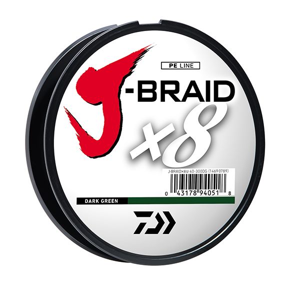 Daiwa J-Braid 8X Braid 300 Yard Spools | Dark Green