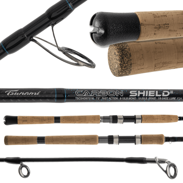 Tsunami Carbon Shield III Inshore Spinning Rod (Blue)